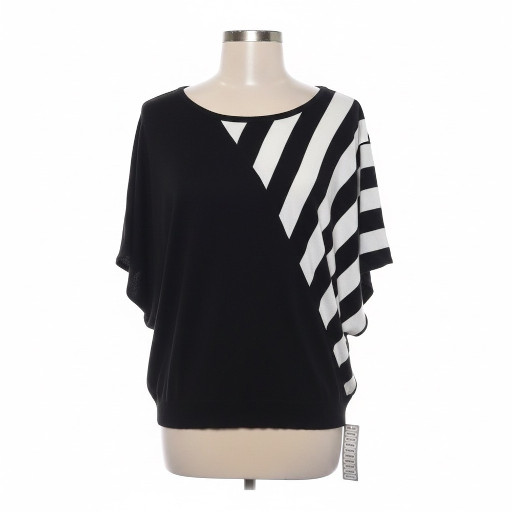 Chelsea & Theodore M NWT Black White Stripe Dolman Pullover Sweater Mod Retro